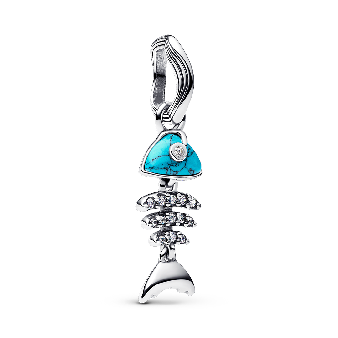 Turquoise-coloured Fishbone Dangle Charm