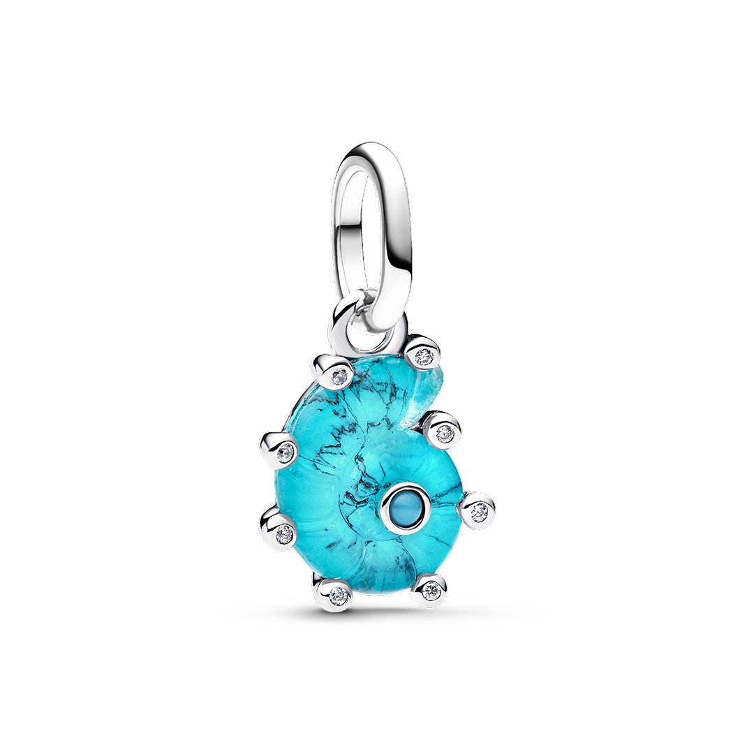Blue Murano Glass Sea Snail Dangle Charm