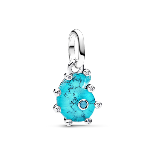 Blue Murano Glass Sea Snail Dangle Charm