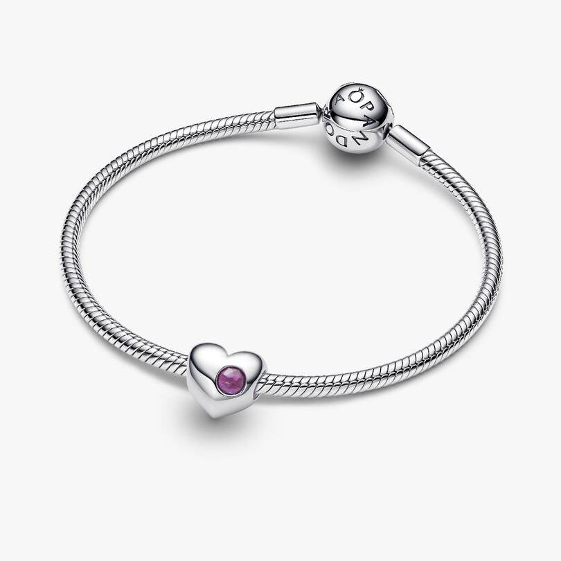 Pandora Engravable February Birthstone Heart Charm