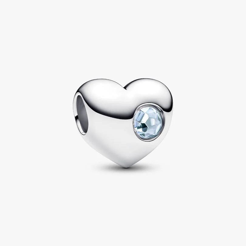 Pandora Engravable March Birthstone Heart Charm