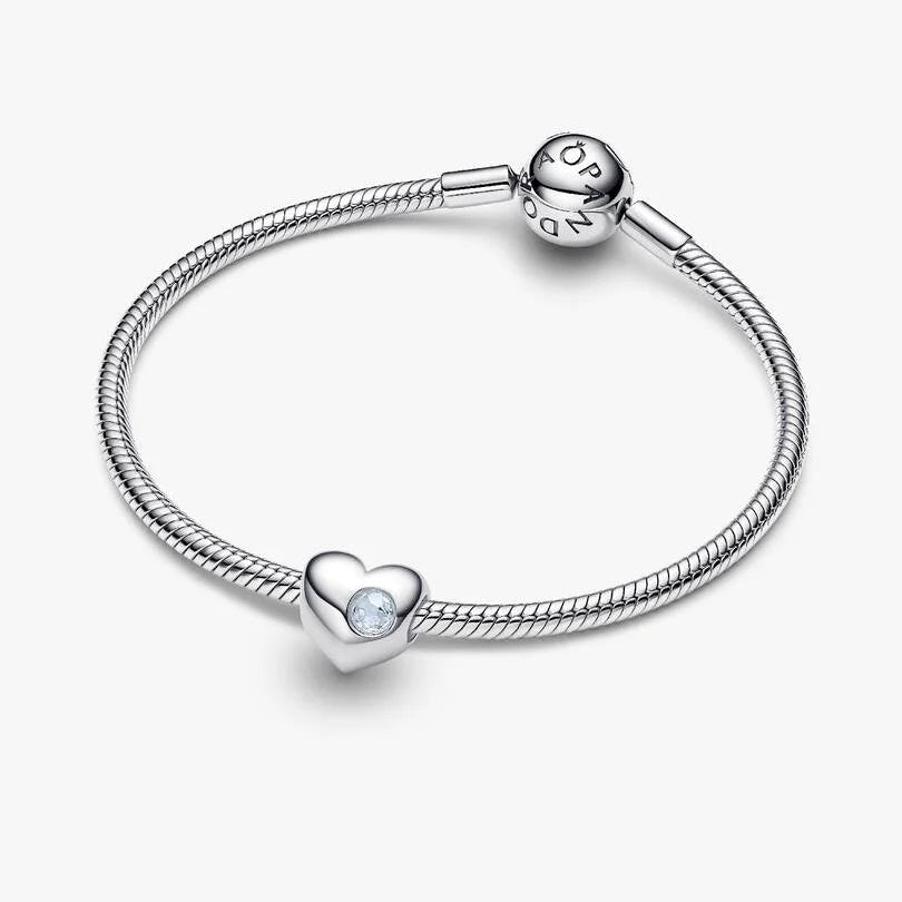 Pandora Engravable March Birthstone Heart Charm