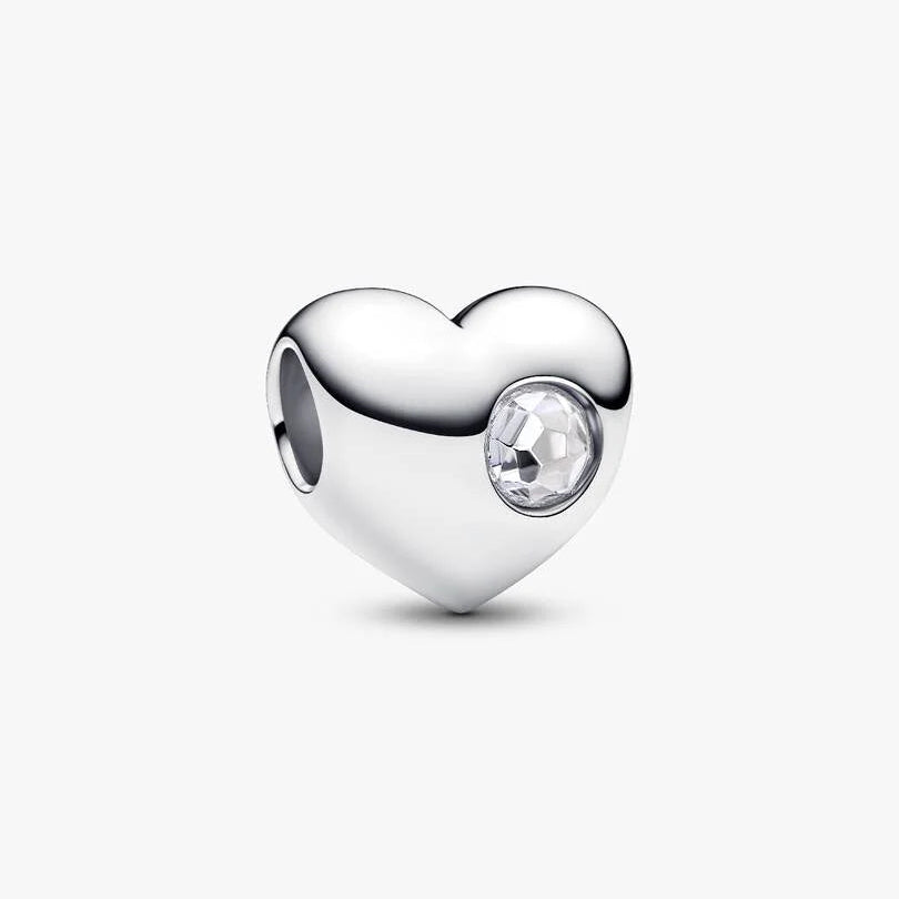 Pandora Engravable April Birthstone Heart Charm