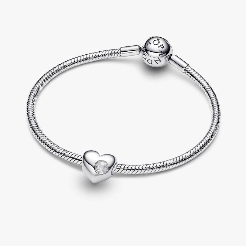 Pandora Engravable April Birthstone Heart Charm