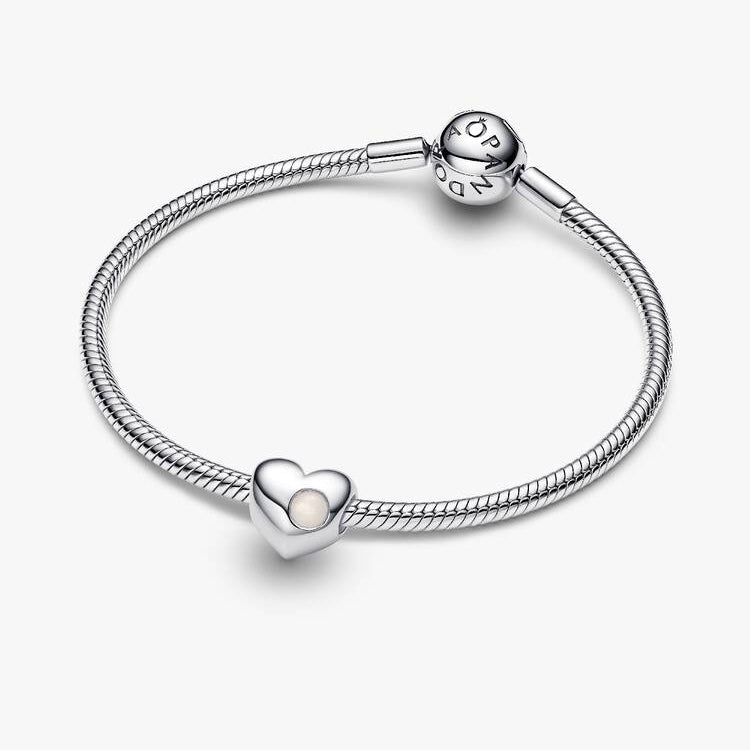 Engravable June Birthstone Heart Pandora Charm
