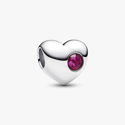 Engravable July Birthstone Heart Pandora Charm