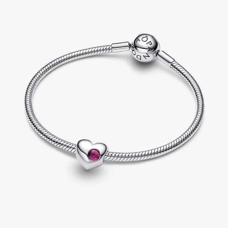 Engravable July Birthstone Heart Pandora Charm