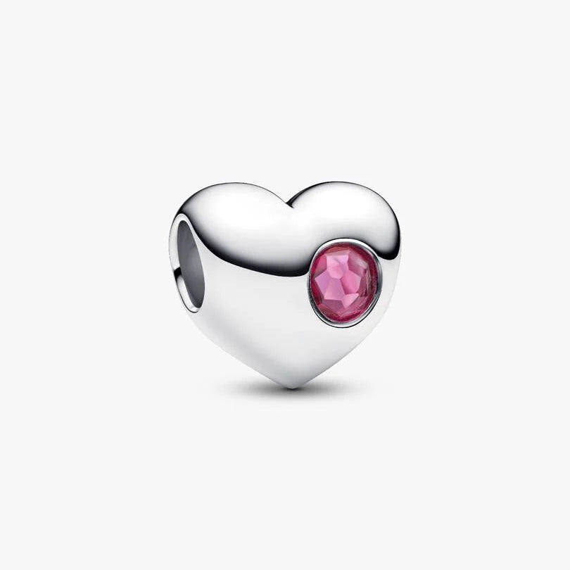 Engravable October Birthstone Heart Pandora Charm