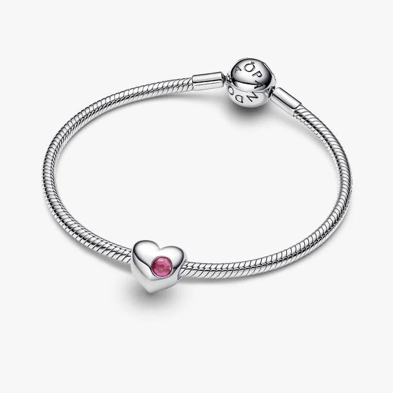 Engravable October Birthstone Heart Pandora Charm