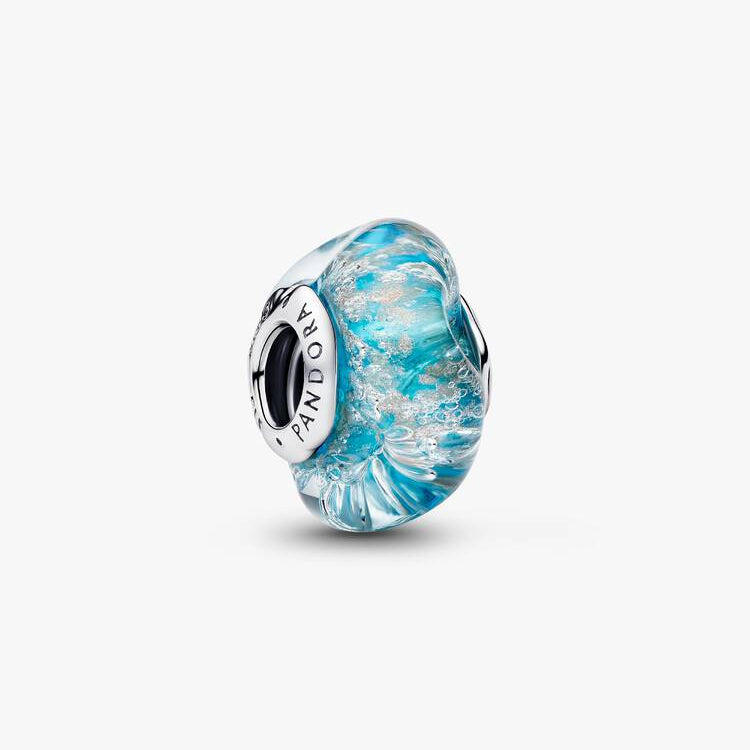 Turquoise Murano Glass & Glitter Pandora Charm