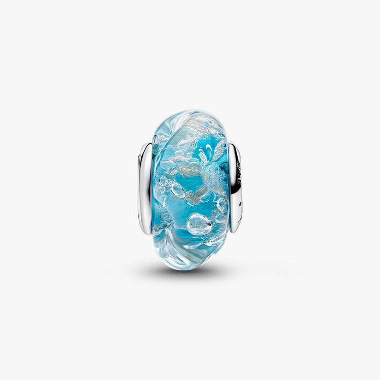 Turquoise Murano Glass & Glitter Pandora Charm
