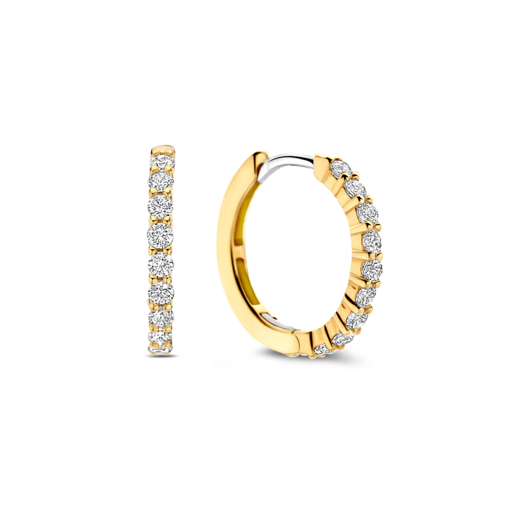 TISENTO CZ GOLD ON SIL MED HOOPS