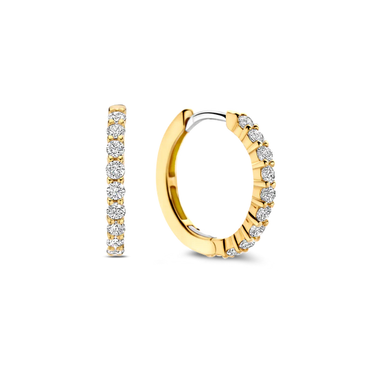 TISENTO CZ GOLD ON SIL MED HOOPS