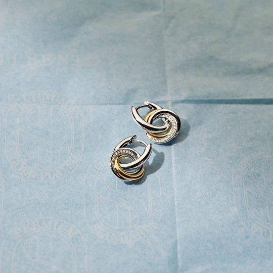 TISENTO HOOPS WITH TWO-TONE CZ CHARM