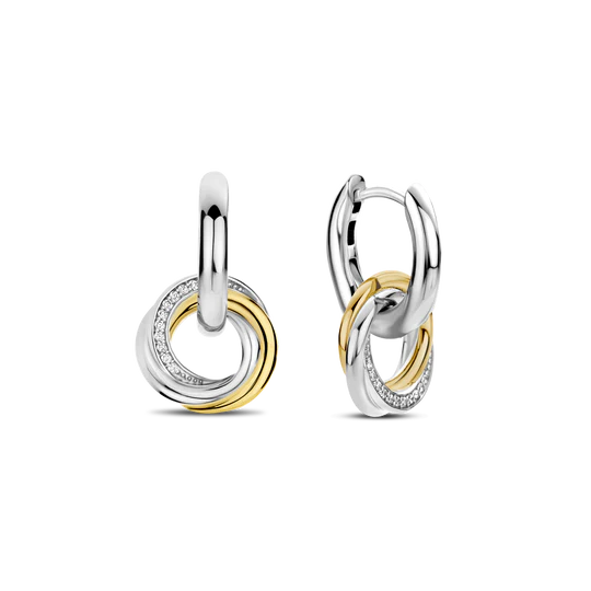 TISENTO HOOPS WITH TWO-TONE CZ CHARM