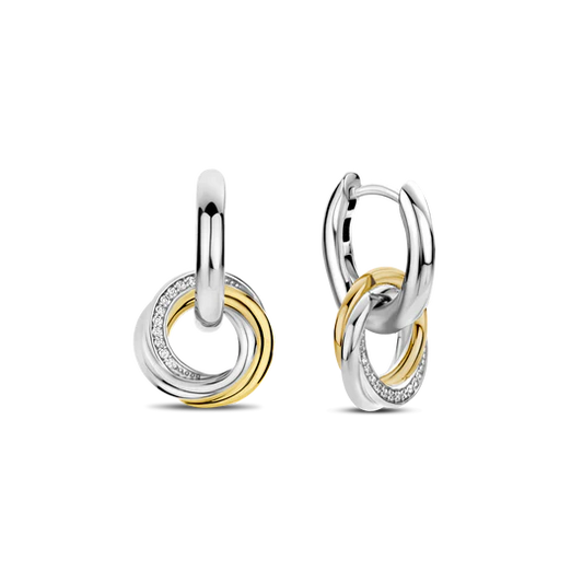 TISENTO HOOPS WITH TWO-TONE CZ CHARM