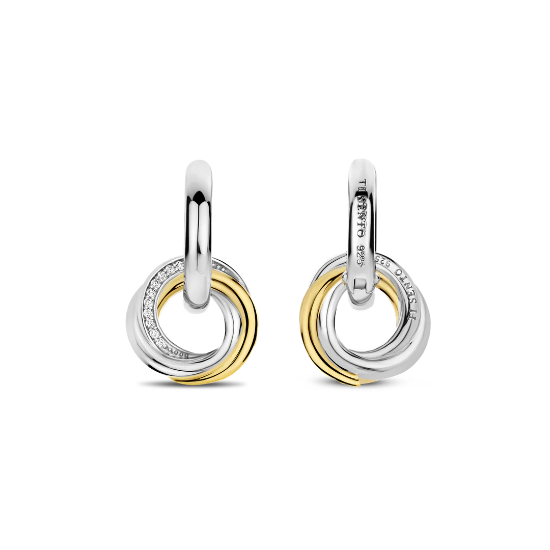 TISENTO HOOPS WITH TWO-TONE CZ CHARM
