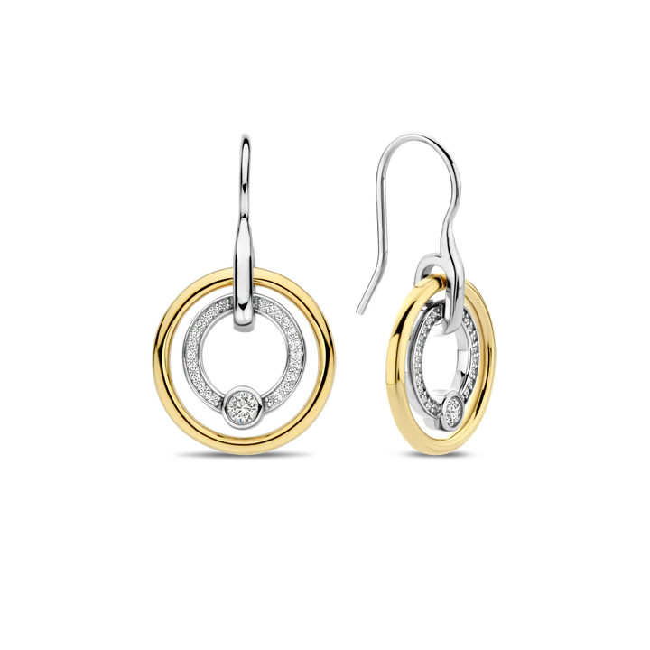 TISENTO GOLD & SIL CZ CIRLCE DROPS