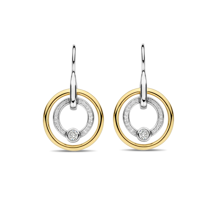TISENTO GOLD & SIL CZ CIRLCE DROPS