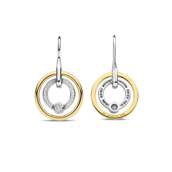 TISENTO TWO-TONED CZ KISS STUD EARRINGS