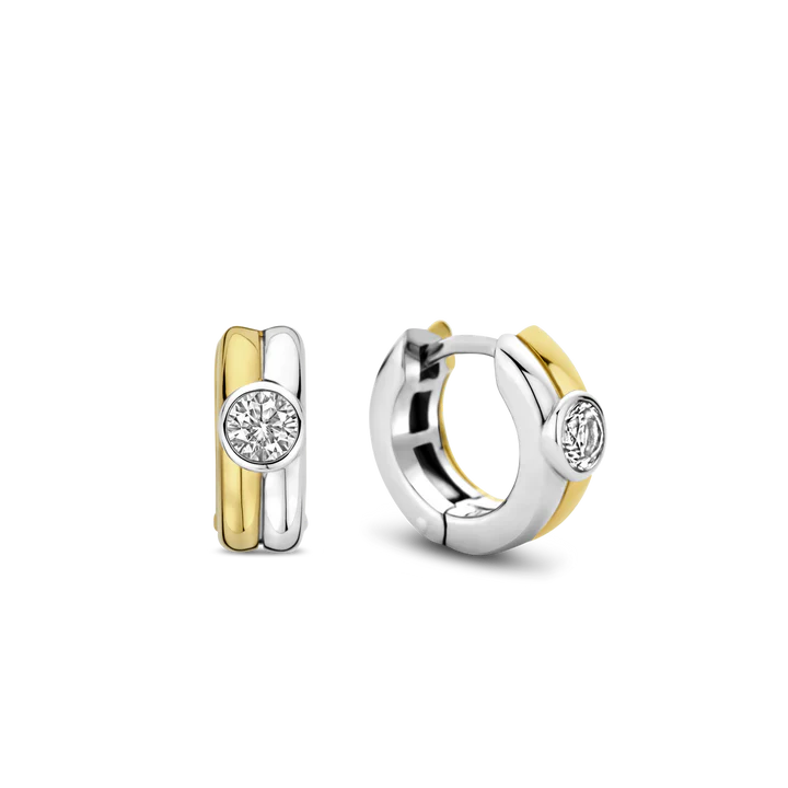 TWO-TONED CZ TISENTO HOOP EARRINGS