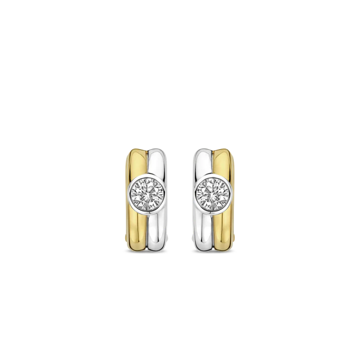 TWO-TONED CZ TISENTO HOOP EARRINGS