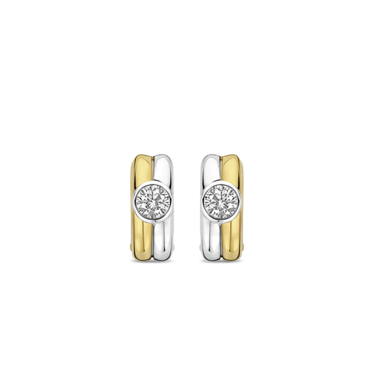 TWO-TONED CZ TISENTO HOOP EARRINGS