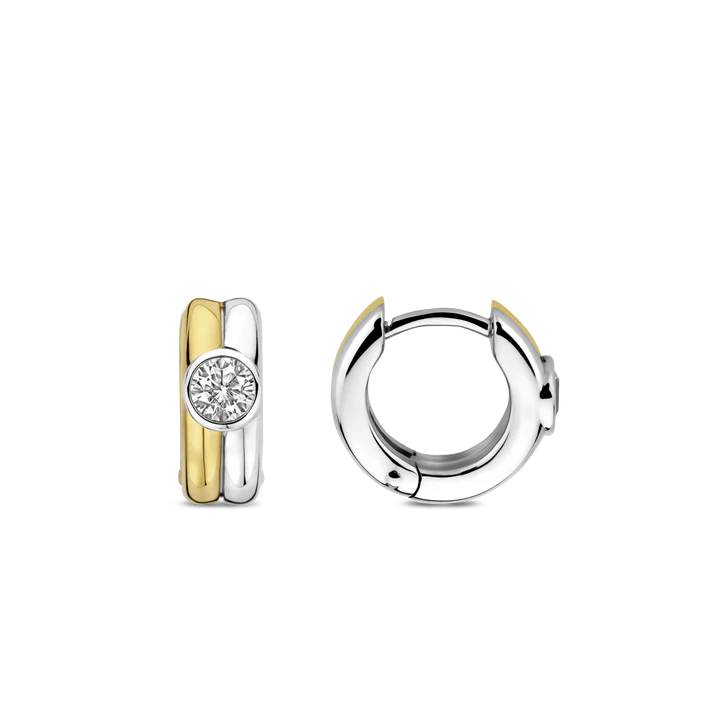 TWO-TONED CZ TISENTO HOOP EARRINGS