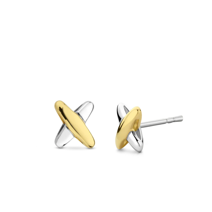 TISENTO TWO-TONED KISS STUD EARRINGS