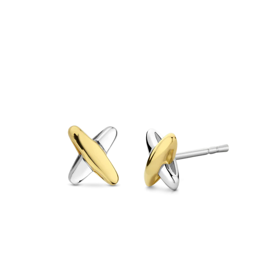 TISENTO TWO-TONED KISS STUD EARRINGS