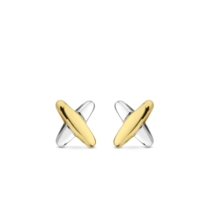 TISENTO TWO-TONED KISS STUD EARRINGS