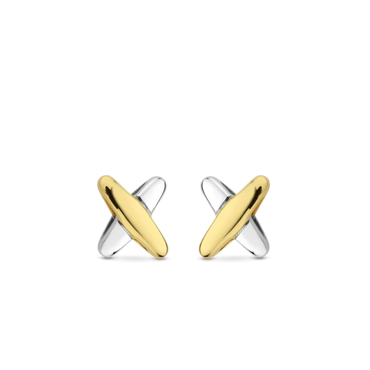 TISENTO TWO-TONED KISS STUD EARRINGS