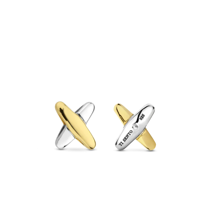 TISENTO TWO-TONED KISS STUD EARRINGS