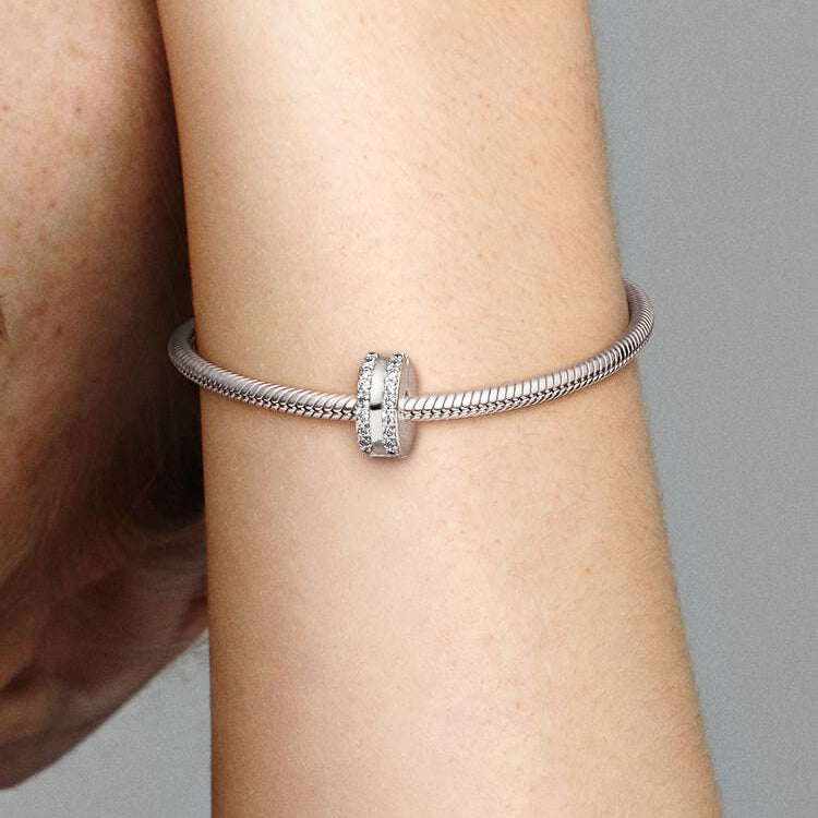 Double Lined Pavé Clip Pandora Charm