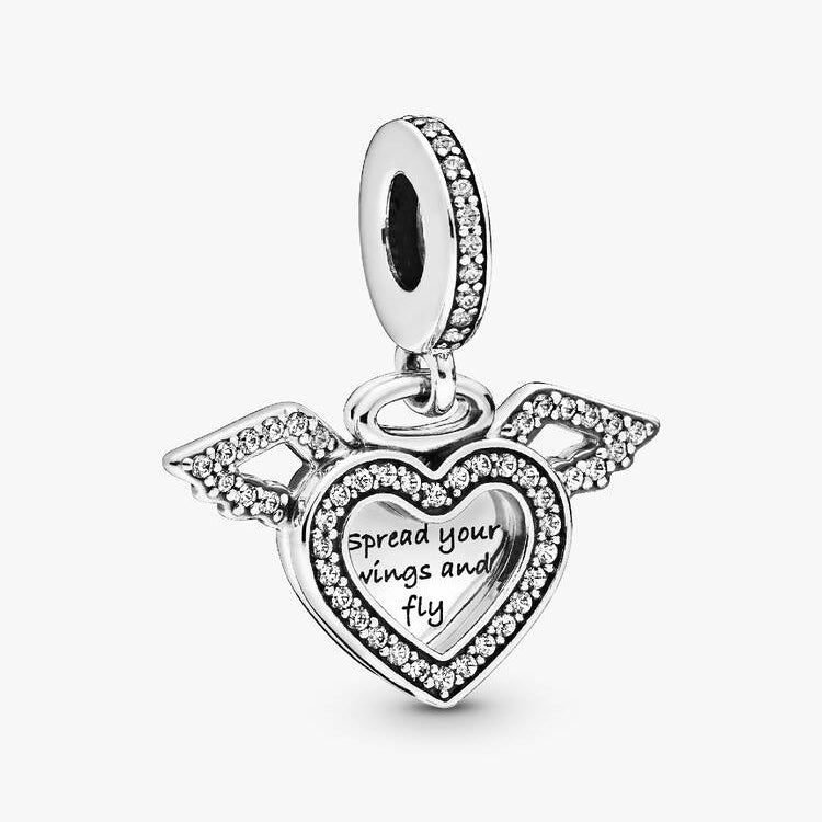 Heart and Angel Wings Dangle Pandora Charm