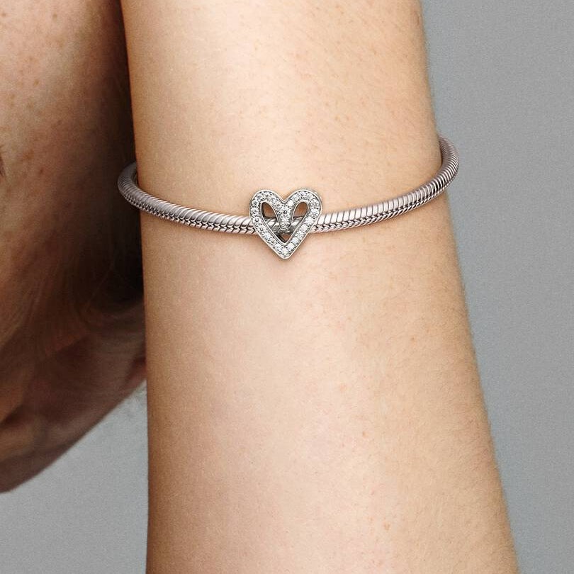 Sparkling Freehand Heart Pandora Charm