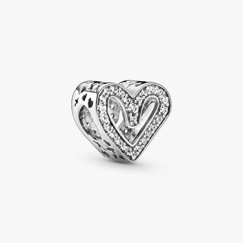 Sparkling Freehand Heart Pandora Charm