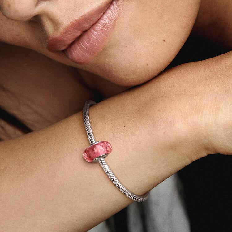 Wavy Fancy Pink Murano Glass Pandora Charm