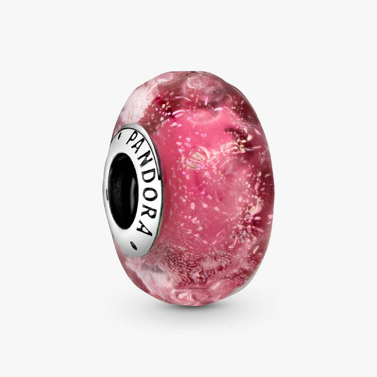 Wavy Fancy Pink Murano Glass Pandora Charm