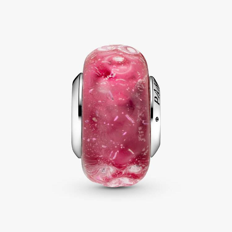 Wavy Fancy Pink Murano Glass Pandora Charm