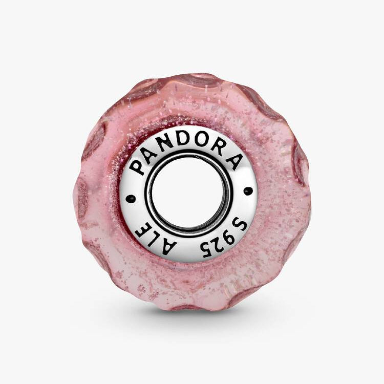 Wavy Fancy Pink Murano Glass Pandora Charm