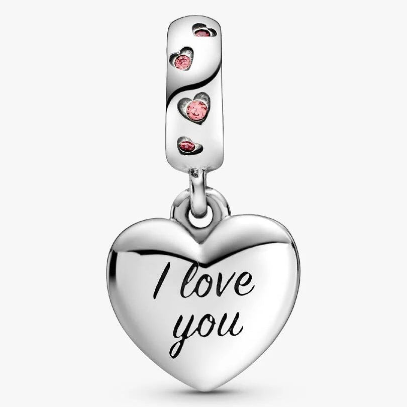 Pandora Mum Script Heart Dangle Charm