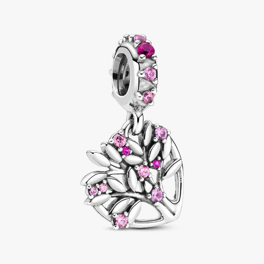 Pink Heart Family Tree Dangle Pandora Charm