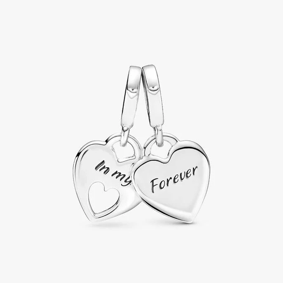 Double Heart Split Dangle Charm