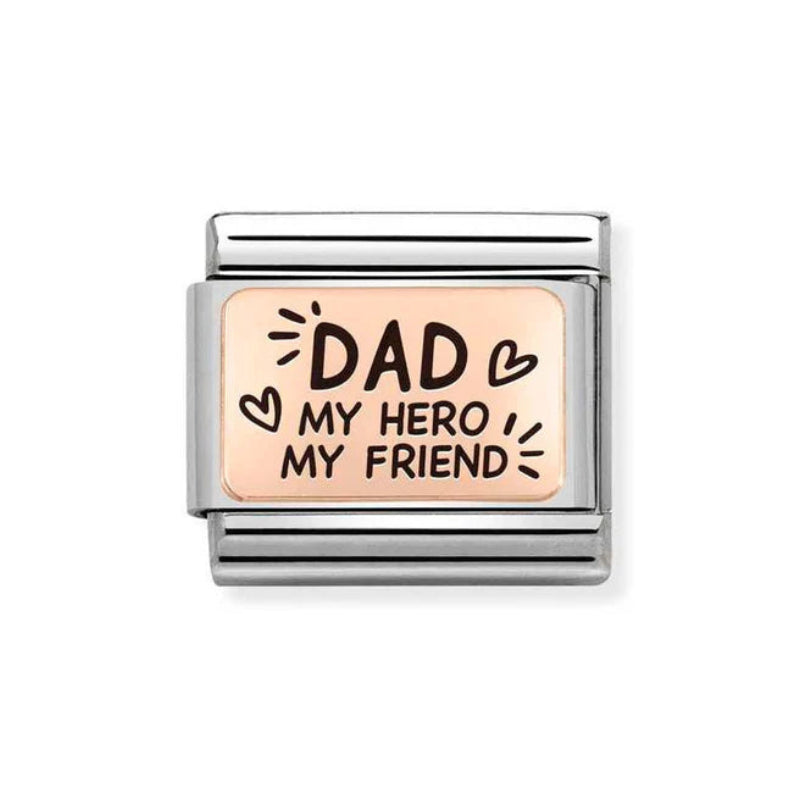 Composable Link, DAD MY HERO MY FRIEND Rosegold Charm