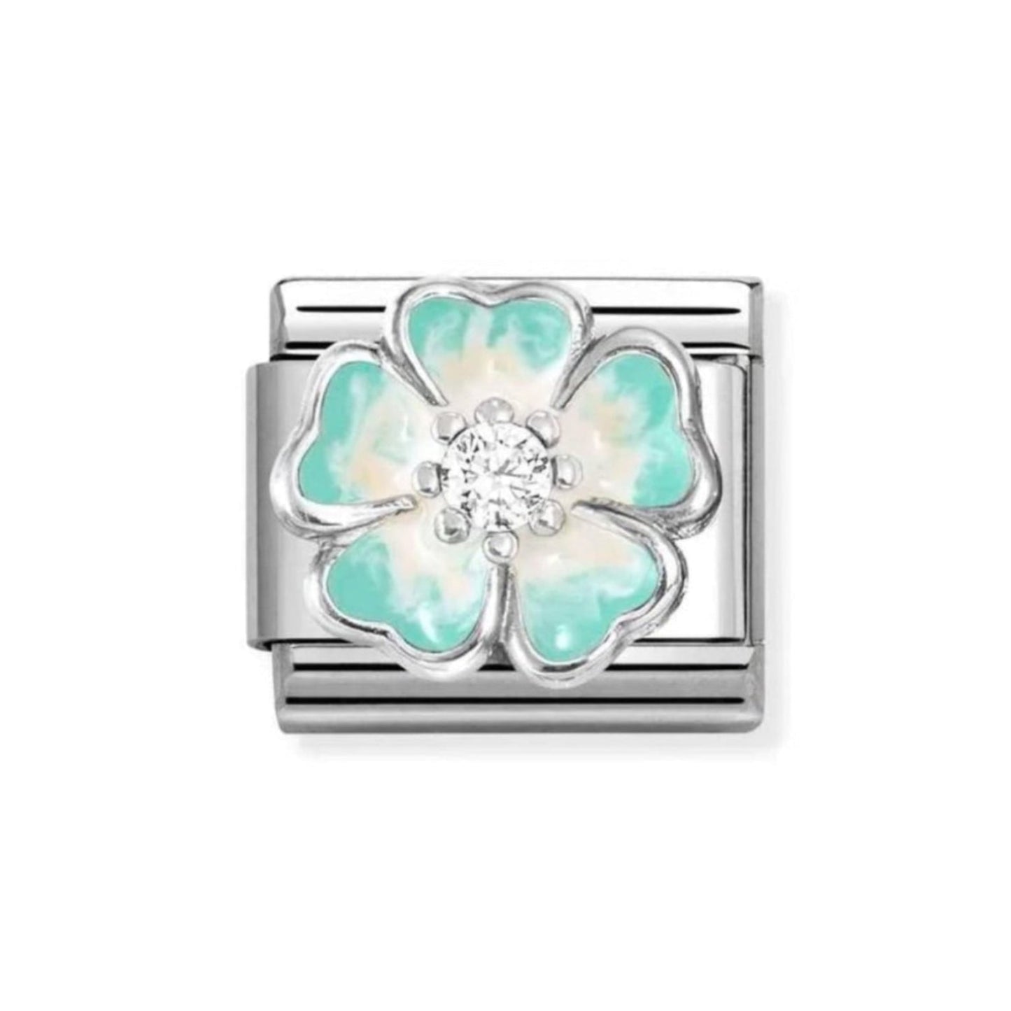 Nomination Light Green & White Flower Charm