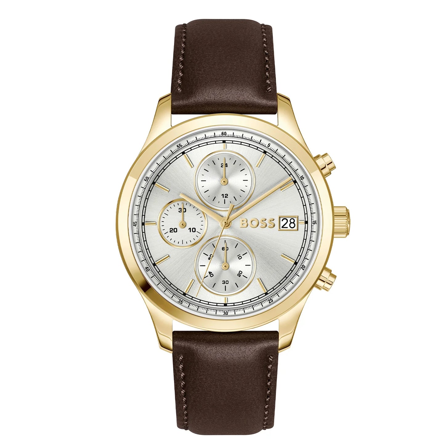 BOSS STRATUS GENTS BROWN LEATHER WATCH