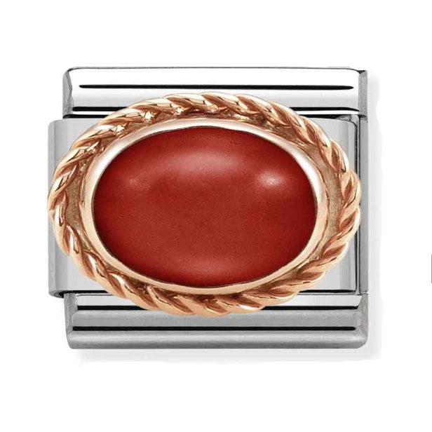 Nomination Rose Gold Red Coral Oval Charm