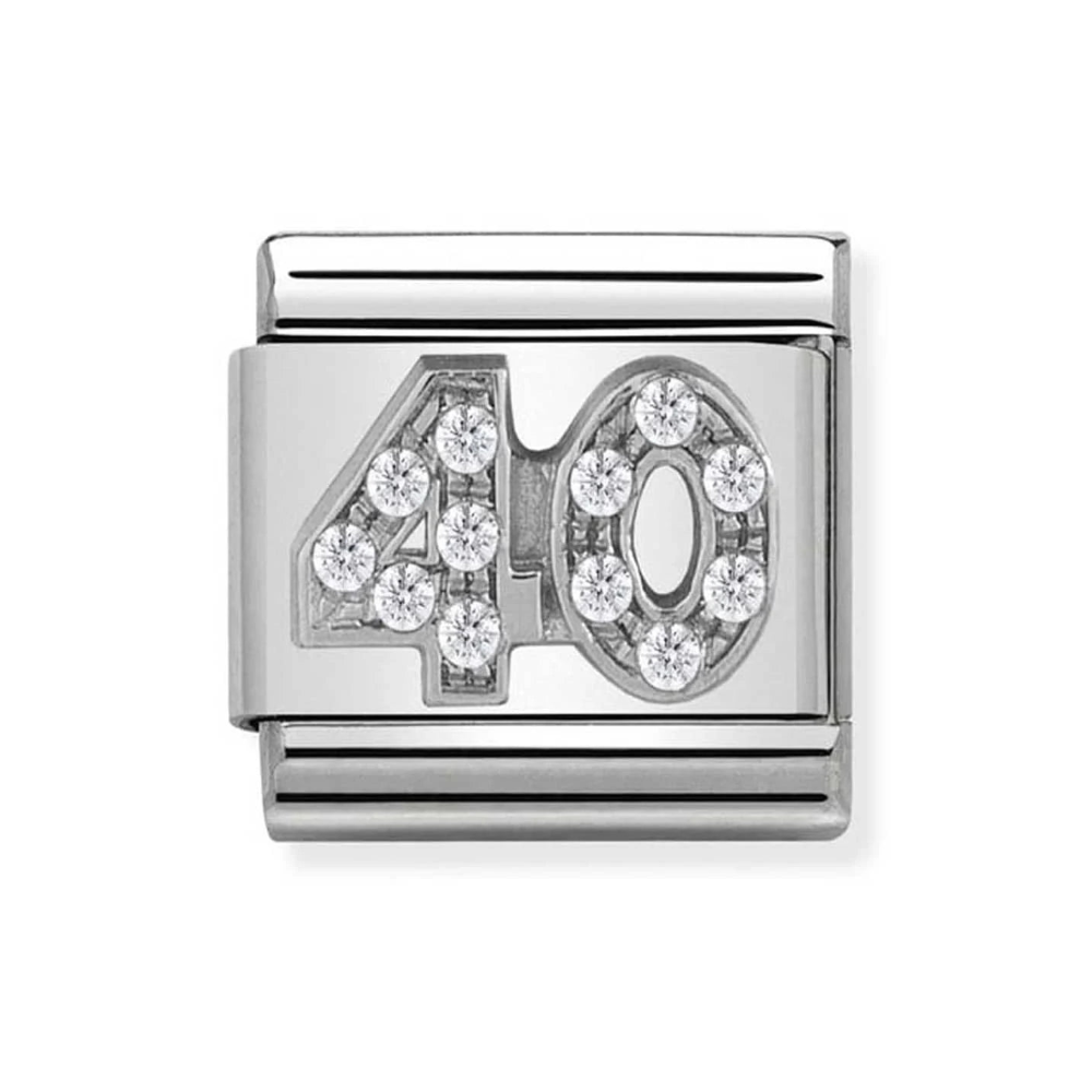 Composable CLASSIC 40 CHARM IN stainless steel, Cubic zirconia and 925 silver