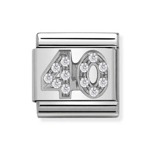 Composable CLASSIC 40 CHARM IN stainless steel, Cubic zirconia and 925 silver
